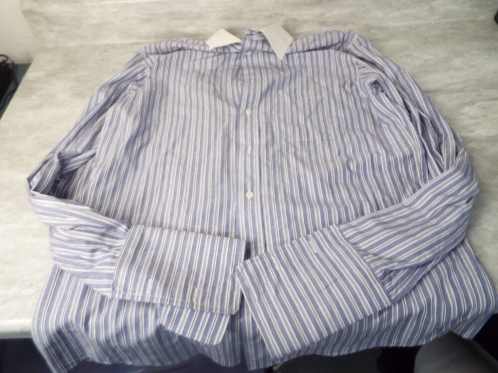 Burberry London Men’s Blue Striped Dress Shirt Sz 15.5 -34